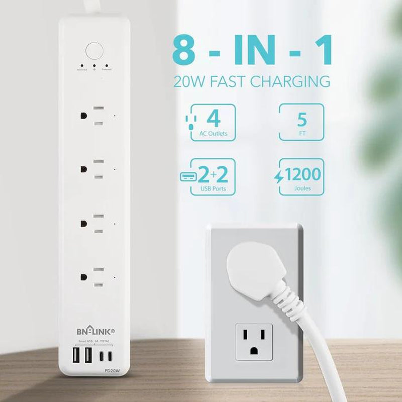 4 Outlets Smart Wifi Power Strip Compatible with Alexa Google Home Surge Protector BN-LINK