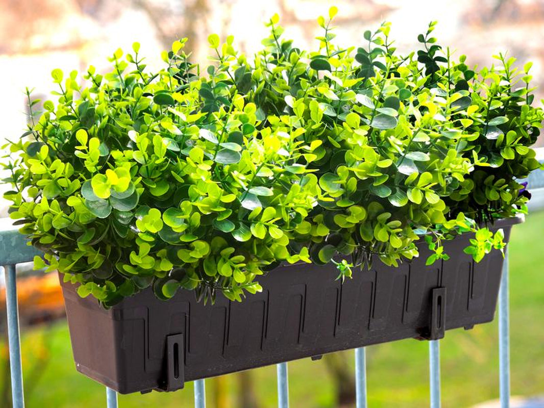 THINKTRAL 16 Pcs Artificial Eucalyptus Boxwood Plants - Outdoor UV Resistant Fake Plants for Porch, Garden, and Patio Decor