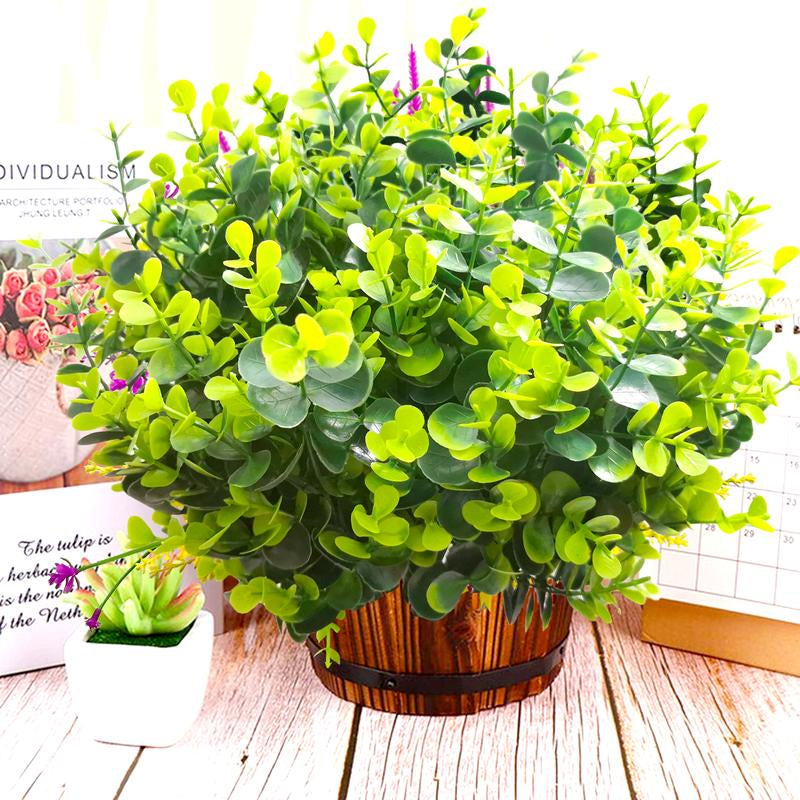 THINKTRAL 16 Pcs Artificial Eucalyptus Boxwood Plants - Outdoor UV Resistant Fake Plants for Porch, Garden, and Patio Decor