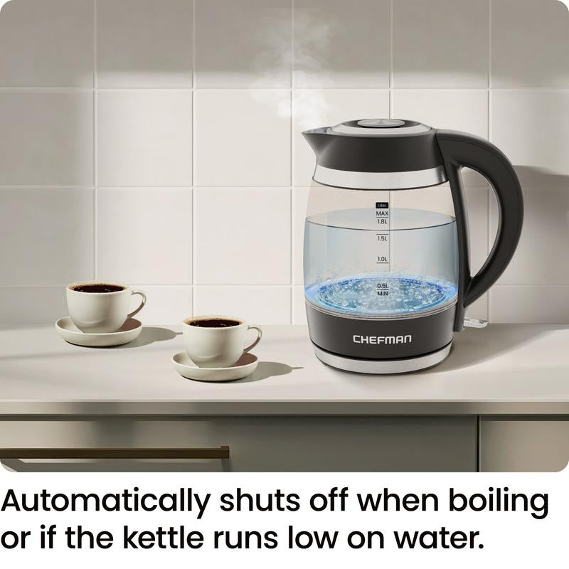 Chefman Fast-Boil 1.8L Electric Kettle - Compact Design for Efficient Water Heating
