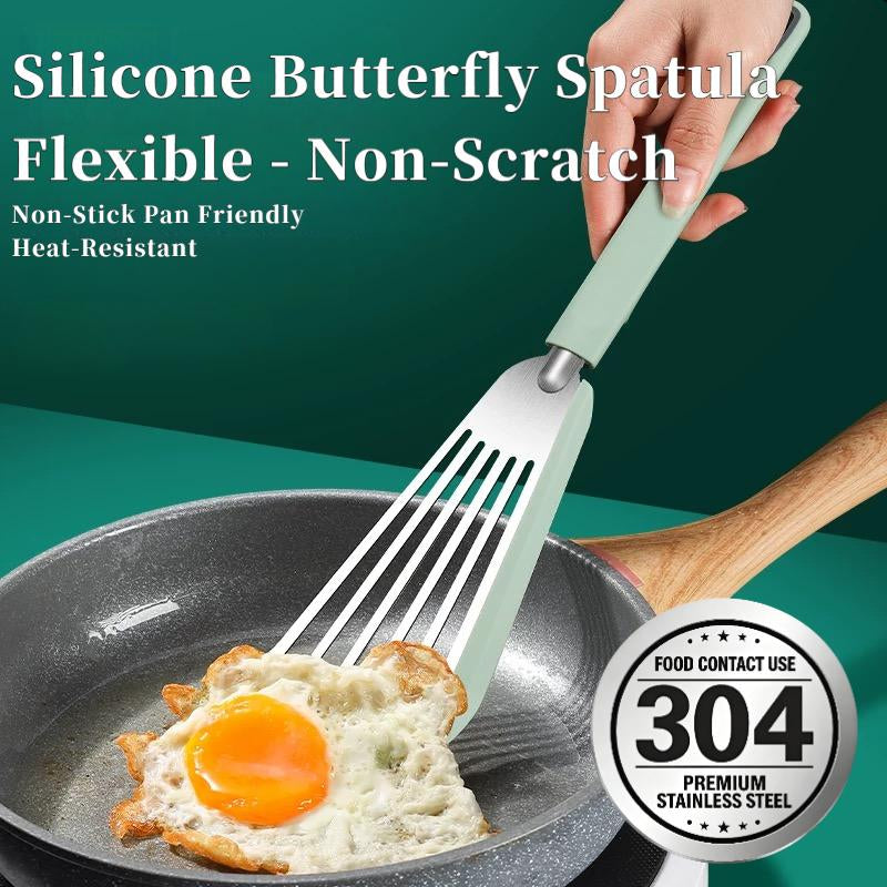 Food Grade Silicone Butterfly Spatula - Heat Resistant Non-Stick Pan Turner for Frying Fish, Pancakes & Stir-Fry-Yy