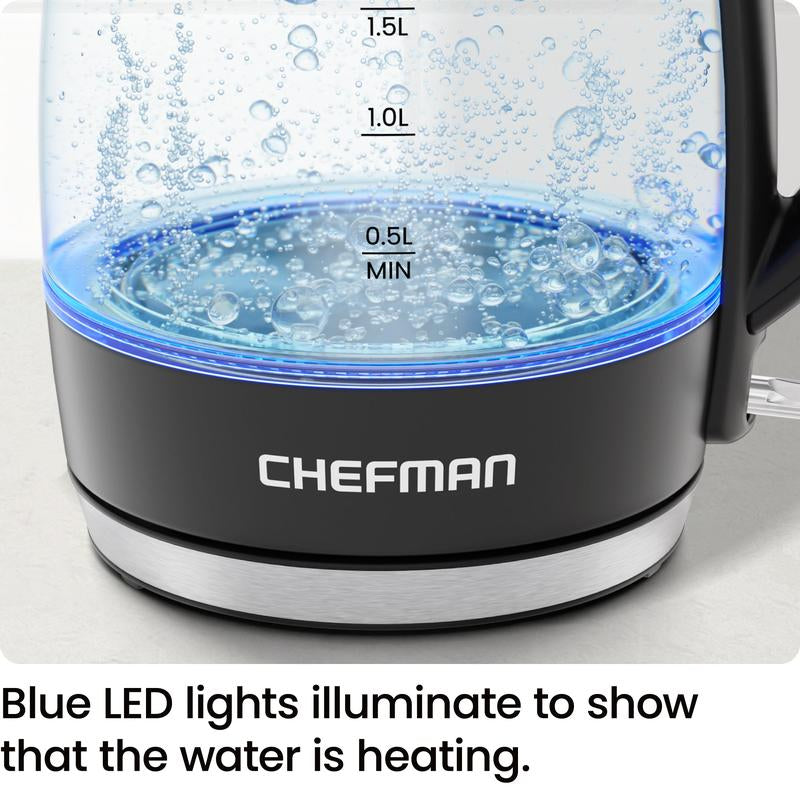 Chefman Fast-Boil 1.8L Electric Kettle - Compact Design for Efficient Water Heating