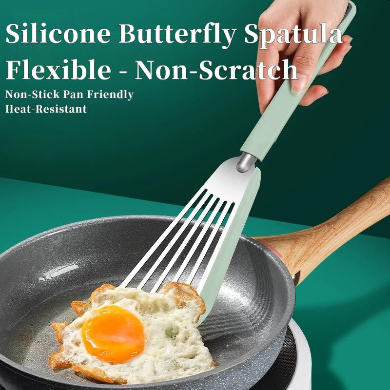 Food Grade Silicone Butterfly Spatula - Heat Resistant Non-Stick Pan Turner for Frying Fish, Pancakes & Stir-Fry-Yy