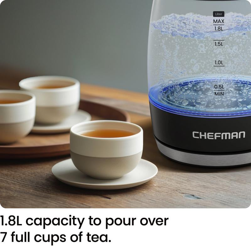 Chefman Fast-Boil 1.8L Electric Kettle - Compact Design for Efficient Water Heating