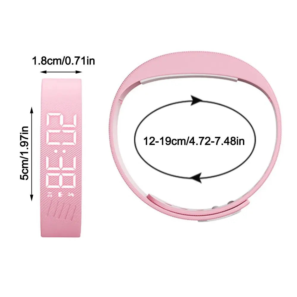 LED Digital Alarm Clock Watch Adjustable Snooze-proof Alarm Bracelet with Running Pedometer Waterproof Vibrating Alarm