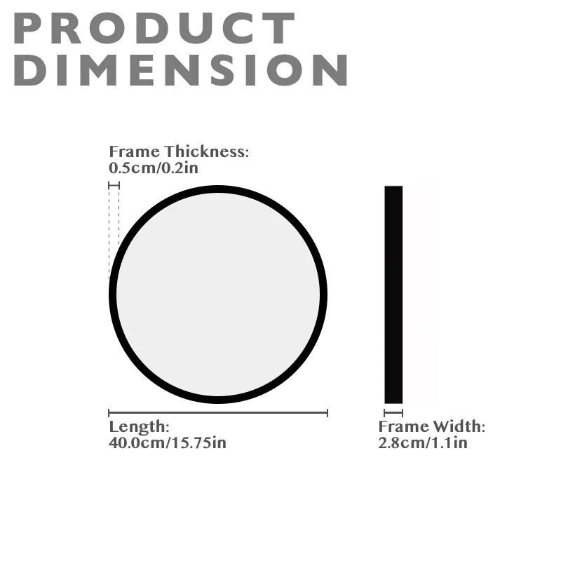 40/60/80cm Round Wall Mirror Black Nordic Style