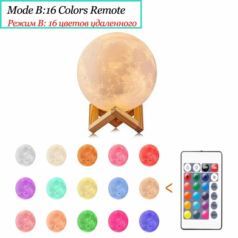 3D LED Moon Lamp Nightlight Fairy Table Bedroom Bedside Cute Kids Night Light for Room Birthday Party Decoration Christmas Gifts