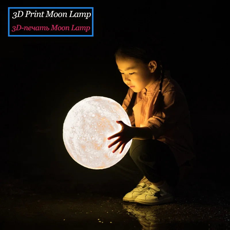 3D LED Moon Lamp Nightlight Fairy Table Bedroom Bedside Cute Kids Night Light for Room Birthday Party Decoration Christmas Gifts