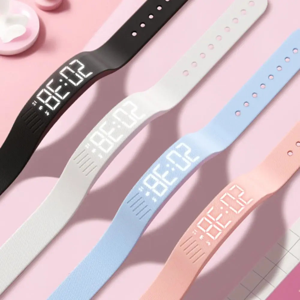 LED Digital Alarm Clock Watch Adjustable Snooze-proof Alarm Bracelet with Running Pedometer Waterproof Vibrating Alarm