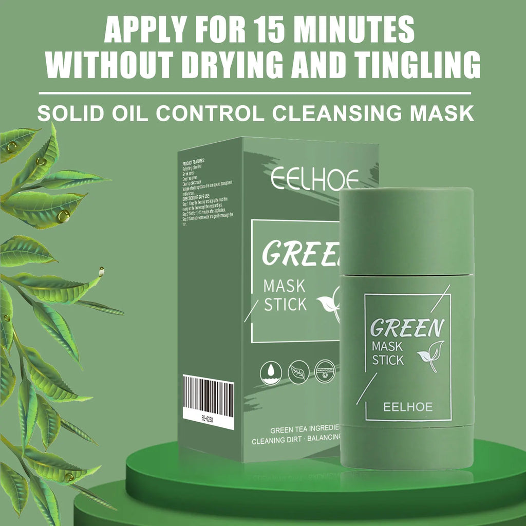 EELHOE Green Tea Mask Stick Refreshing Oil Control Shrink Pores Green Tea Clean Clean Up Blackheads Reproduce The Skin's Pure