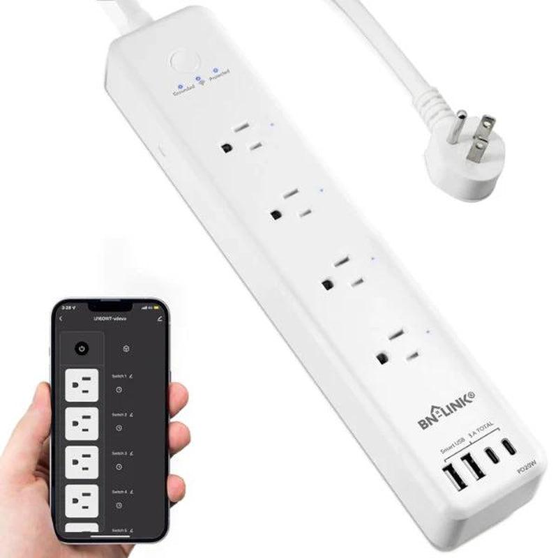 4 Outlets Smart Wifi Power Strip Compatible with Alexa Google Home Surge Protector BN-LINK