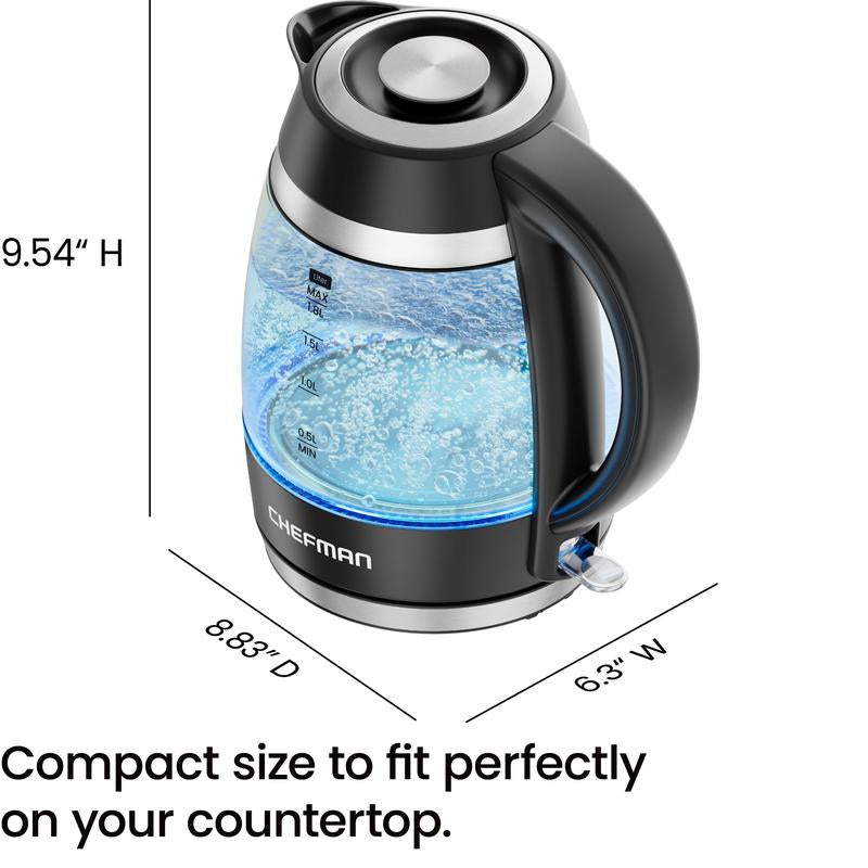 Chefman Fast-Boil 1.8L Electric Kettle - Compact Design for Efficient Water Heating