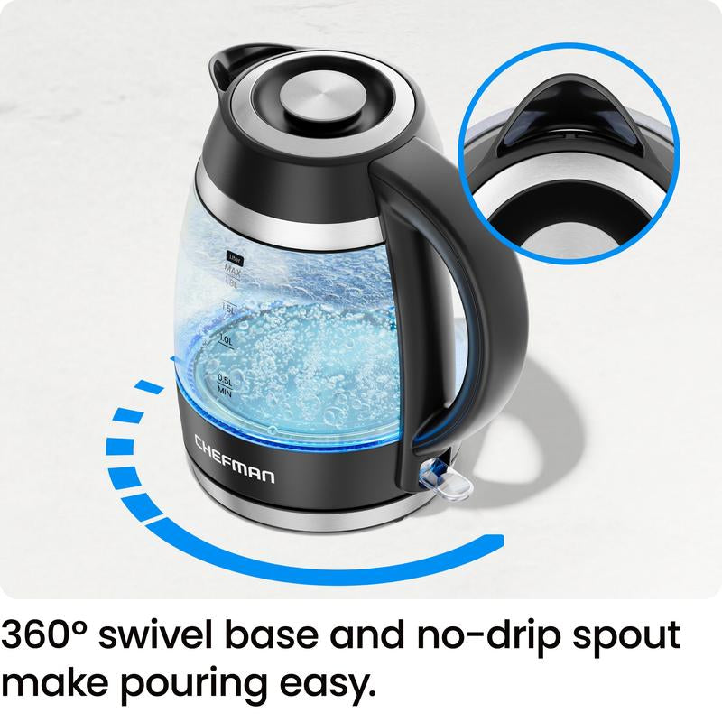 Chefman Fast-Boil 1.8L Electric Kettle - Compact Design for Efficient Water Heating