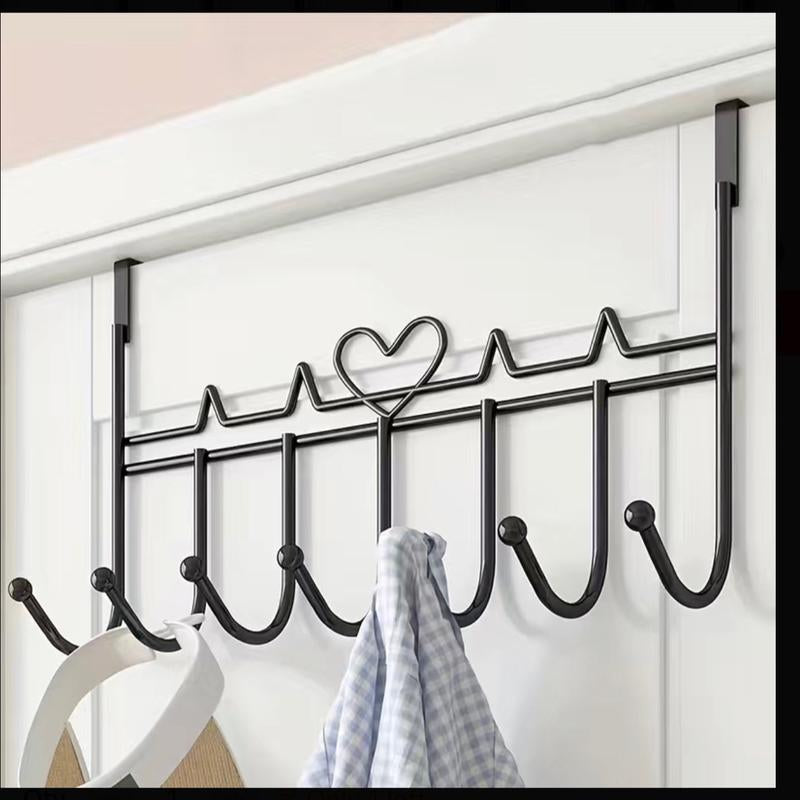 1Pc Heart-Shaped Over-The-Door Hooks: the Perfect Towel, Coat, and Purse Organizer for Your Bathroom or Bedroom! Hangers